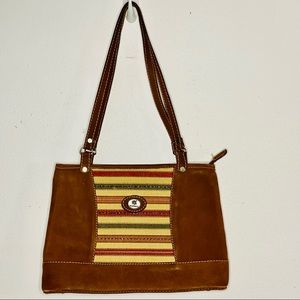 Suede Blend Shoulder Colorful Striped Bag Tote made in Guatemala